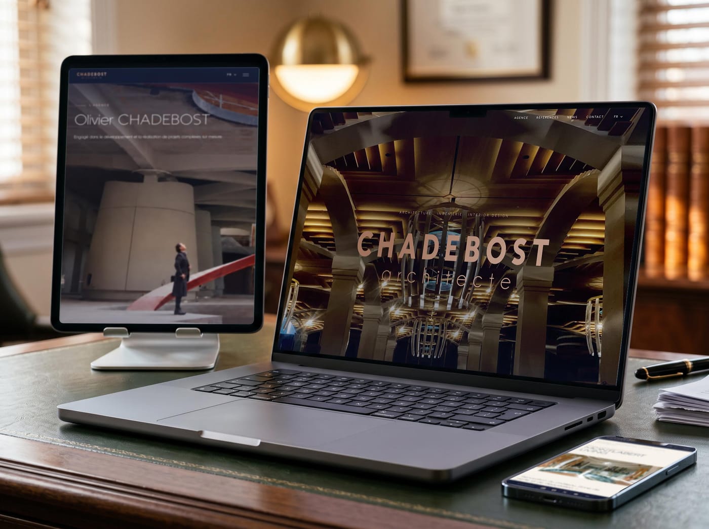 Aperçu du site créé par Rhiino pour Chadebost Architecte